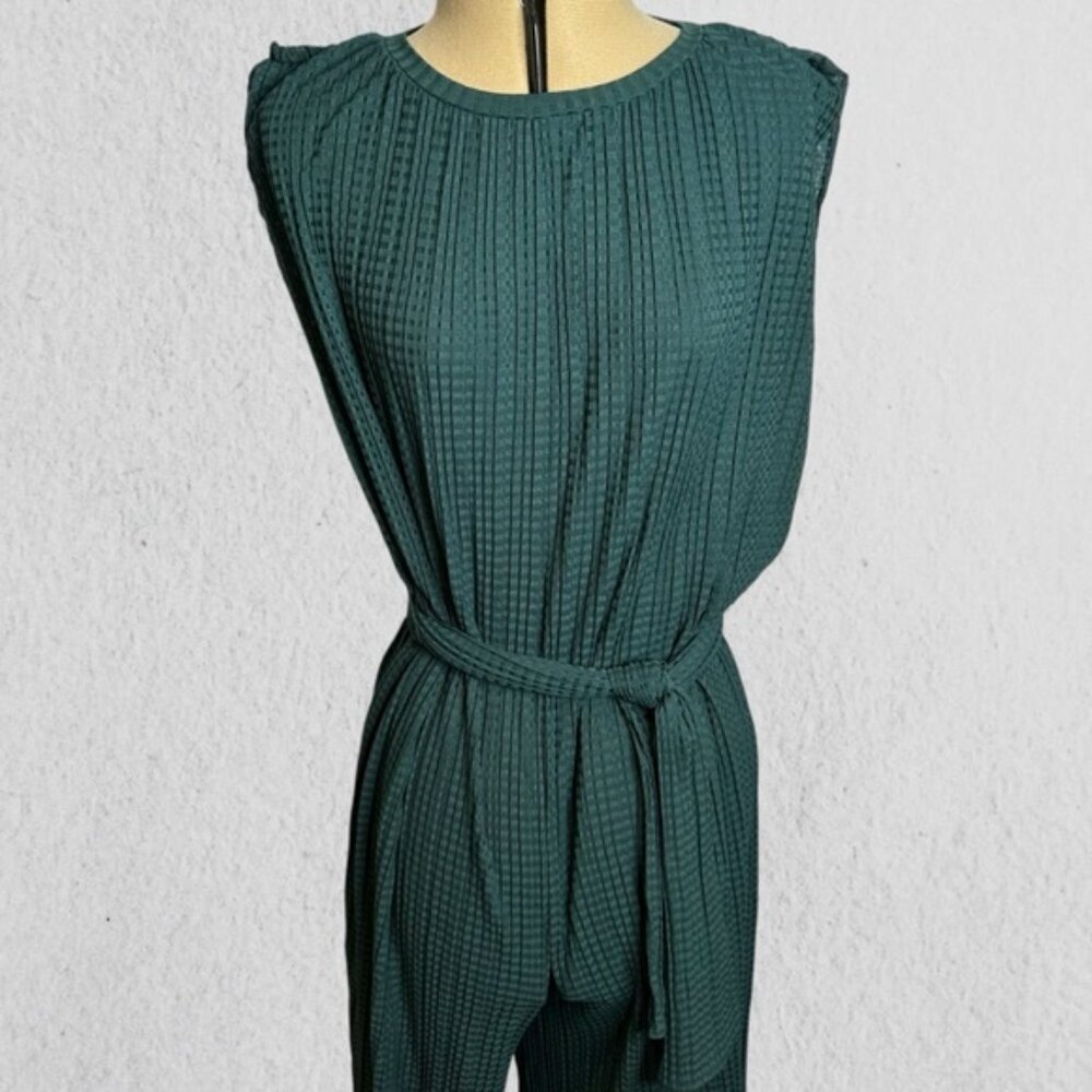 Zara emerald green textured jumpsuit